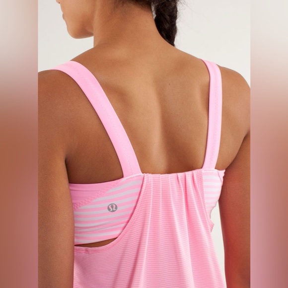 Lululemon Run Striped Back On Track Tank Built in Bra Workout Flowy Gym Top - Picture 6 of 10